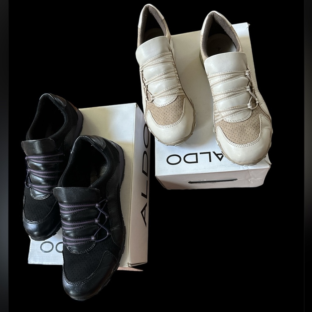 ALDO (2 pairs) slip on sneakers! Gently worn. Comes with boxes